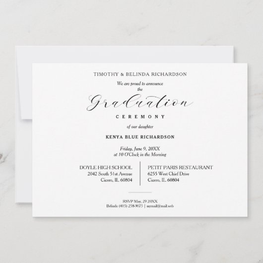 Modern Typography Script Photo Graduate Graduation 招待状 (裏面)