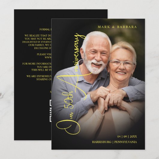 Modern Typography Script Photo Wedding Anniversary セーブザデート (正面/裏面)