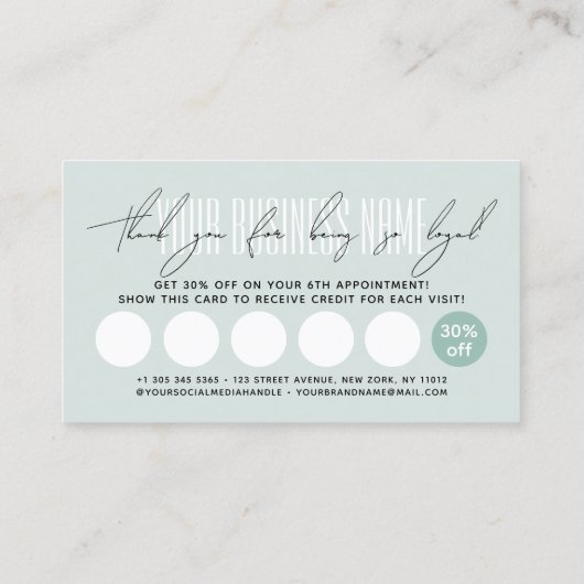 Modern typography script reward  ロイヤリティカード (裏面)