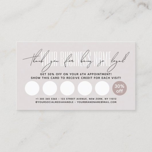 Modern typography script reward ロイヤリティカード (裏面)