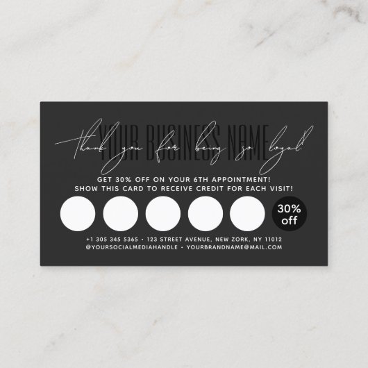 Modern typography script reward ロイヤリティカード (裏面)