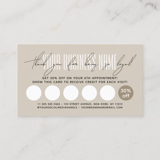 Modern typography script reward  ロイヤリティカード (裏面)