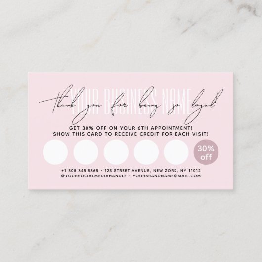 Modern typography script reward ロイヤリティカード (裏面)