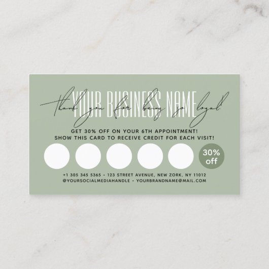 Modern typography script reward  ロイヤリティカード (裏面)