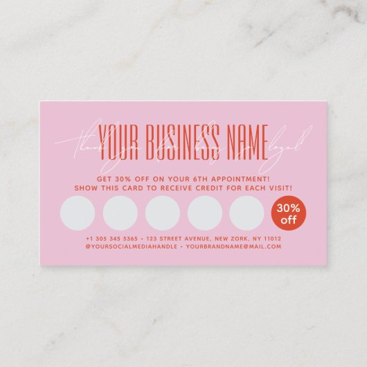 Modern typography script reward  ロイヤリティカード (裏面)