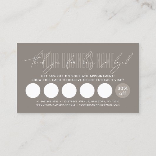 Modern typography script reward  loyalty card ロイヤリティカード (裏面)