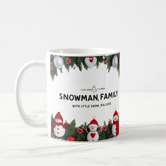 Modern Typography Snowman Family Classic コーヒーマグカップ (左)