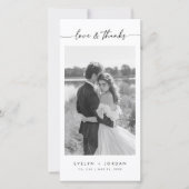 Modern Ultra Minimalist Script Wedding Photo  サンキューカード (正面)