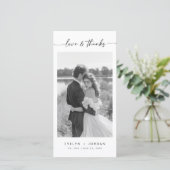 Modern Ultra Minimalist Script Wedding Photo  サンキューカード (スタンド正面)