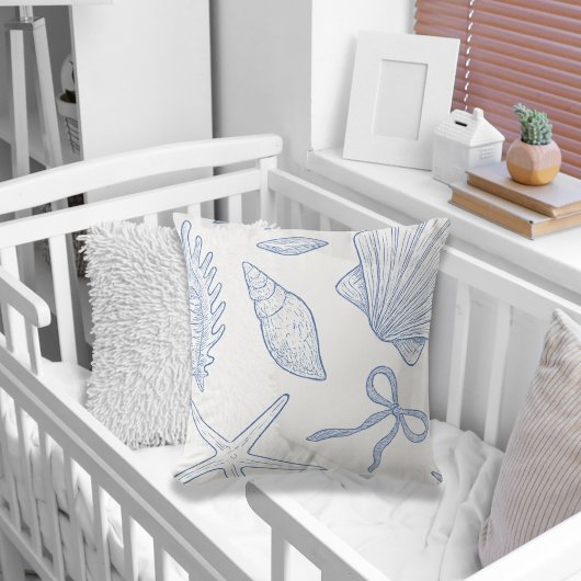 Modern Under The Sea You Soon Blue Baby Shower クッション