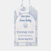 Modern Under The Sea You Soon Blue Boy Baby Shower ギフトタグ (正面)