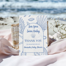 Modern Under The Sea You Soon Blue Boy Baby Shower サンキューカード