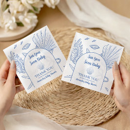 Modern Under The Sea You Soon Blue Boy Baby Shower スタンダードランチョンナプキン