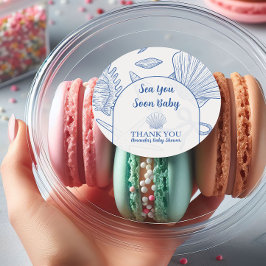 Modern Under The Sea You Soon Blue Boy Baby Shower ラウンドシール