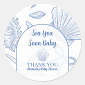 Modern Under The Sea You Soon Blue Boy Baby Shower ラウンドシール (正面)