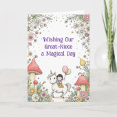 Modern Unicorn Custom Girl's Family Birthday Card カード (正面)