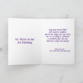 Modern Unicorn Custom Girl's Family Birthday Card カード (内部)