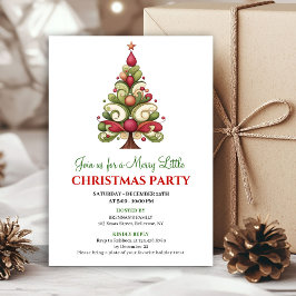 Modern unique Christmas tree holiday party invite 招待状
