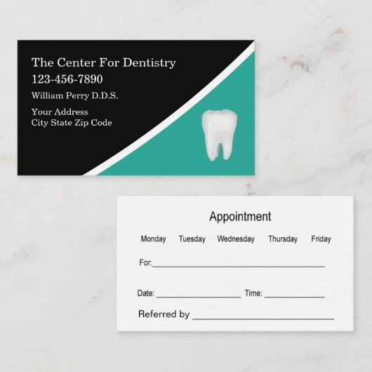 Modern Unique Dentist Appointment Business Cards 名刺 (正面/裏面)