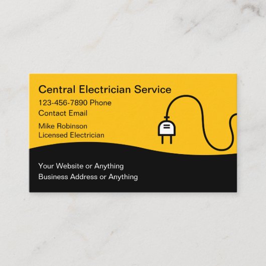 Modern Unique Electrician Business Cards 名刺 (正面)
