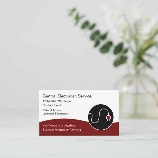 Modern Unique Electrician Business Cards 名刺 (スタンド正面)