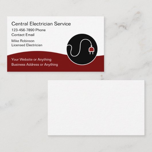 Modern Unique Electrician Business Cards 名刺 (正面/裏面)