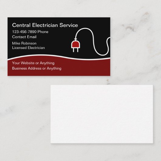 Modern Unique Electrician Business Cards 名刺 (正面/裏面)