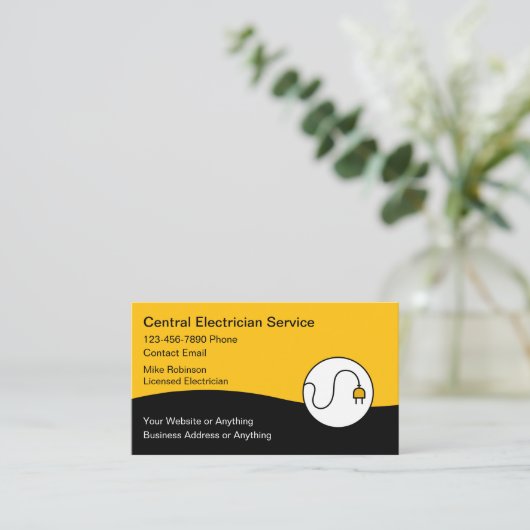 Modern Unique Electrician Business Cards 名刺 (スタンド正面)