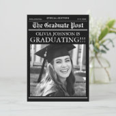 Modern Unique Fun Photo Newspaper Graduation 招待状 (スタンド正面)