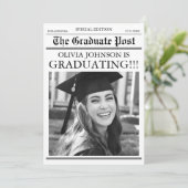 Modern Unique Fun Photo Newspaper Graduation 招待状 (スタンド正面)