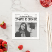 Modern unique funny photo newspaper graduation スタンダードカクテルナプキン (インサイチュ)