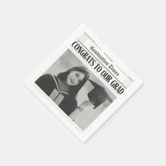 Modern unique funny photo newspaper graduation スタンダードカクテルナプキン