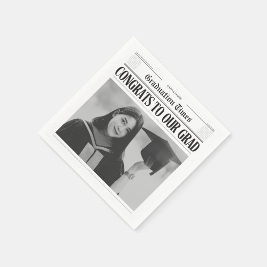 Modern unique funny photo newspaper graduation スタンダードカクテルナプキン (角)