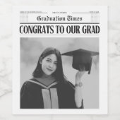 Modern unique funny photo newspaper graduation ワインラベル (シングルラベル)