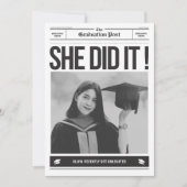 Modern unique funny photo newspaper graduation 案内状 (正面)