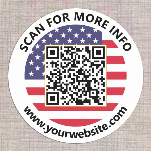 Modern United States QR Code Sticker American Flag ラウンドシール