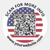 Modern United States QR Code Sticker American Flag ラウンドシール (正面)