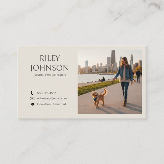 Modern Urban Dog Walker Business Card 名刺 (正面)