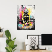 Modern Urban Emotional Child Paper Boat Art ポスター (ホームオフィス)