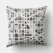Modern Urban Map Grey White Architectural Zip Code クッション (裏面)