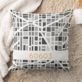 Modern Urban Map Grey White Architectural Zip Code クッション (ブランケット)