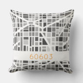 Modern Urban Map Grey White Architectural Zip Code クッション (正面)