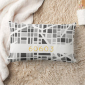 Modern Urban Map Grey White Architectural Zip Code ランバークッション (ブランケット)
