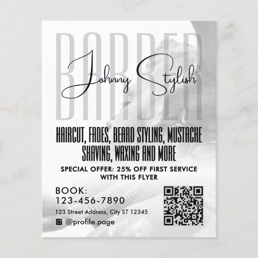 Modern urban style barber shop Flyer チラシ (正面)