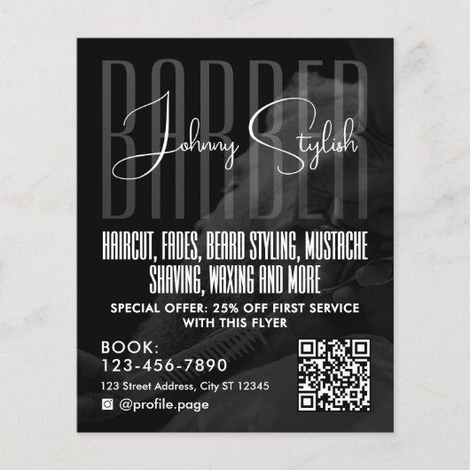 Modern urban style barber shop Flyer チラシ (正面)