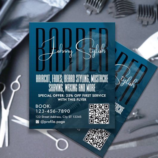 Modern urban style barber shop Flyer チラシ