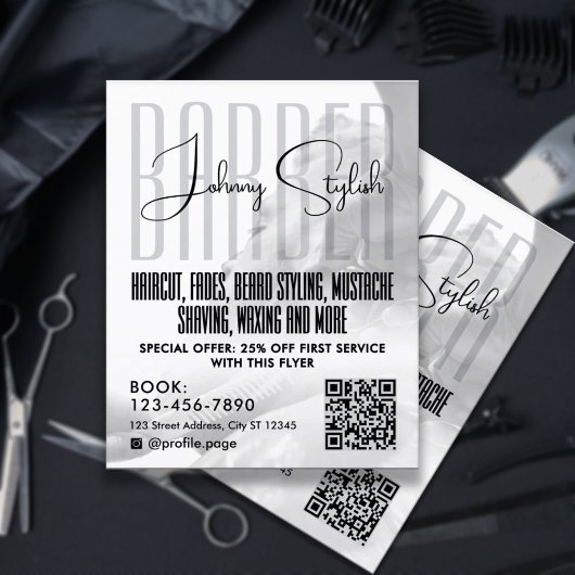 Modern urban style barber shop Flyer チラシ