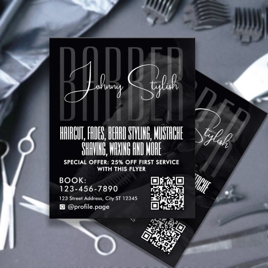 Modern urban style barber shop Flyer チラシ