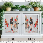 Modern Urban Woman, Red Sole Heels EL3L Decoupage 薄葉紙