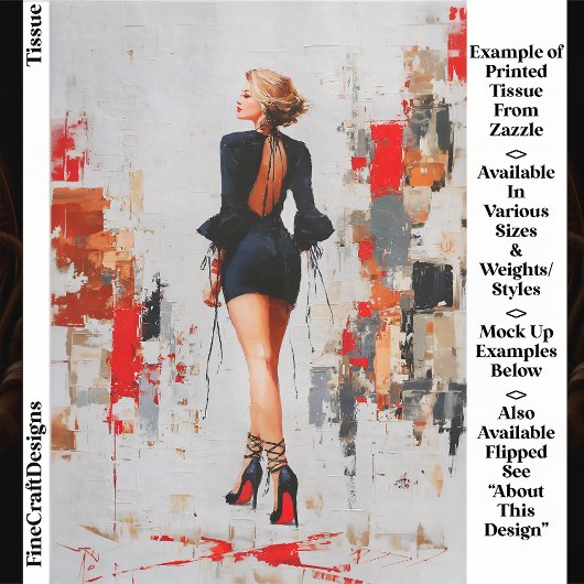 Modern Urban Woman, Red Sole Heels EL3L Decoupage 薄葉紙